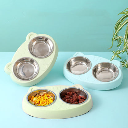 Double Stainless Steel Dog Feeding Bowls