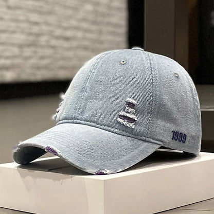 Women's Fashion Versatile Denim Old Broken Baseball Hat