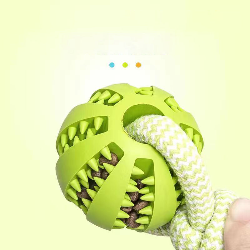 Dog Toys Treat Balls Interactive Rope Rubber Balls for Small Dogs Chewing Bite Resistant