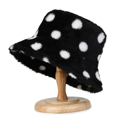 Wave Dot Printed Rabbit Hair Fisherman's Hat Female