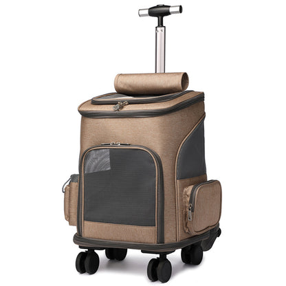 Portable Pet Trolley Backpack with Wheels