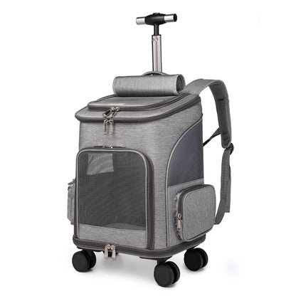 Portable Pet Trolley Backpack with Wheels