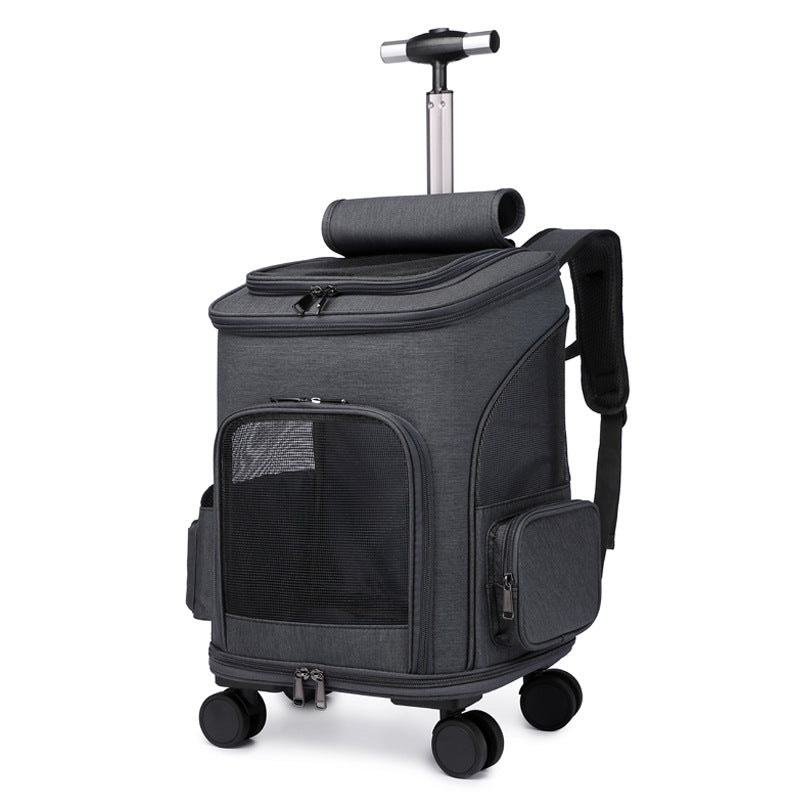 Portable Pet Trolley Backpack with Wheels