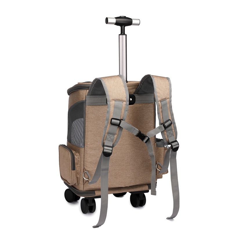 Portable Pet Trolley Backpack with Wheels