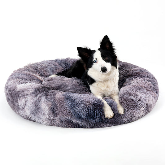 Fluffy Donut Dog Bed Warm Soft Long Plush Pet Cushion Washable Pet Sofa Mat