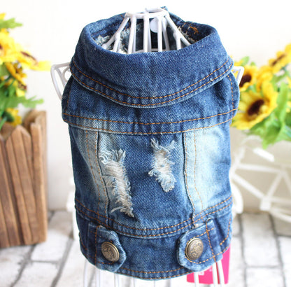 Pet Clothes Ripped Denim Vest Spring And Summer Clothes