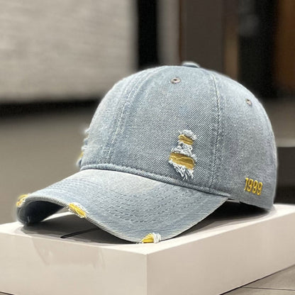 Women's Fashion Versatile Denim Old Broken Baseball Hat