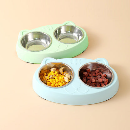 Double Stainless Steel Dog Feeding Bowls