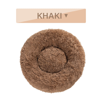 Fluffy Donut Dog Bed Warm Soft Long Plush Pet Cushion Washable Pet Sofa Mat