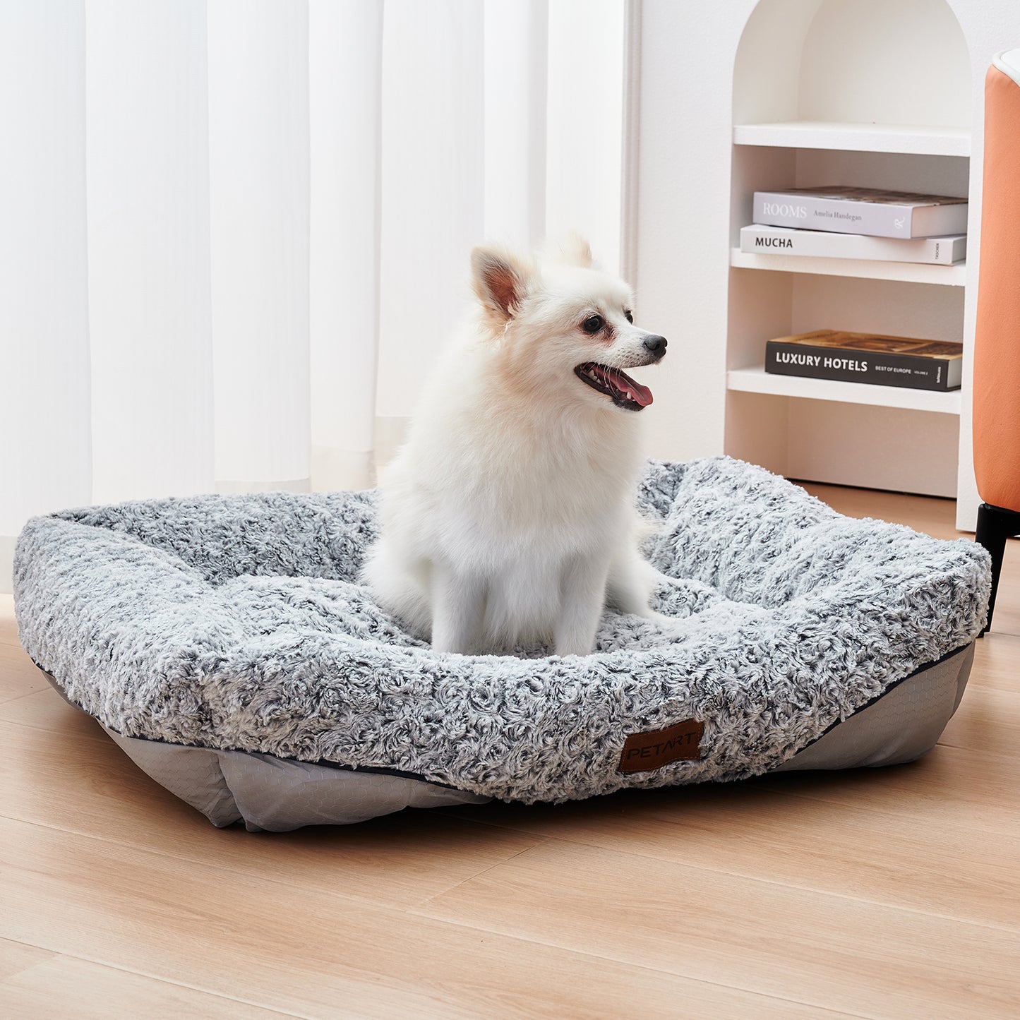 Swirl Rose Velvet Dog Beds for Small Medium Dogs Removable Cushion Machine Washable Cat Beds