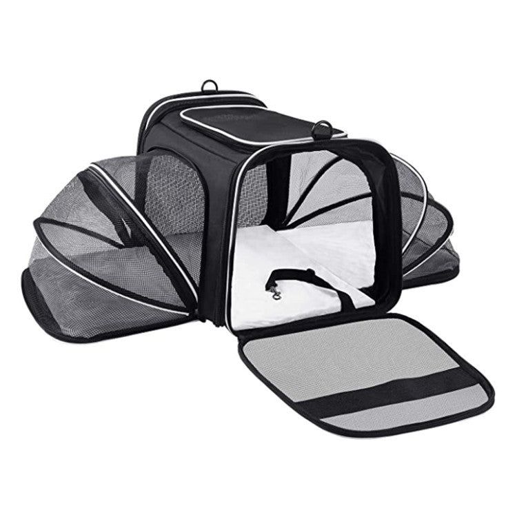 Carrier For Cat Pet Airline Approved Expandable Foldable Soft Dog Carrier Opened Doors Reflective Tapes Cat Travel Bag