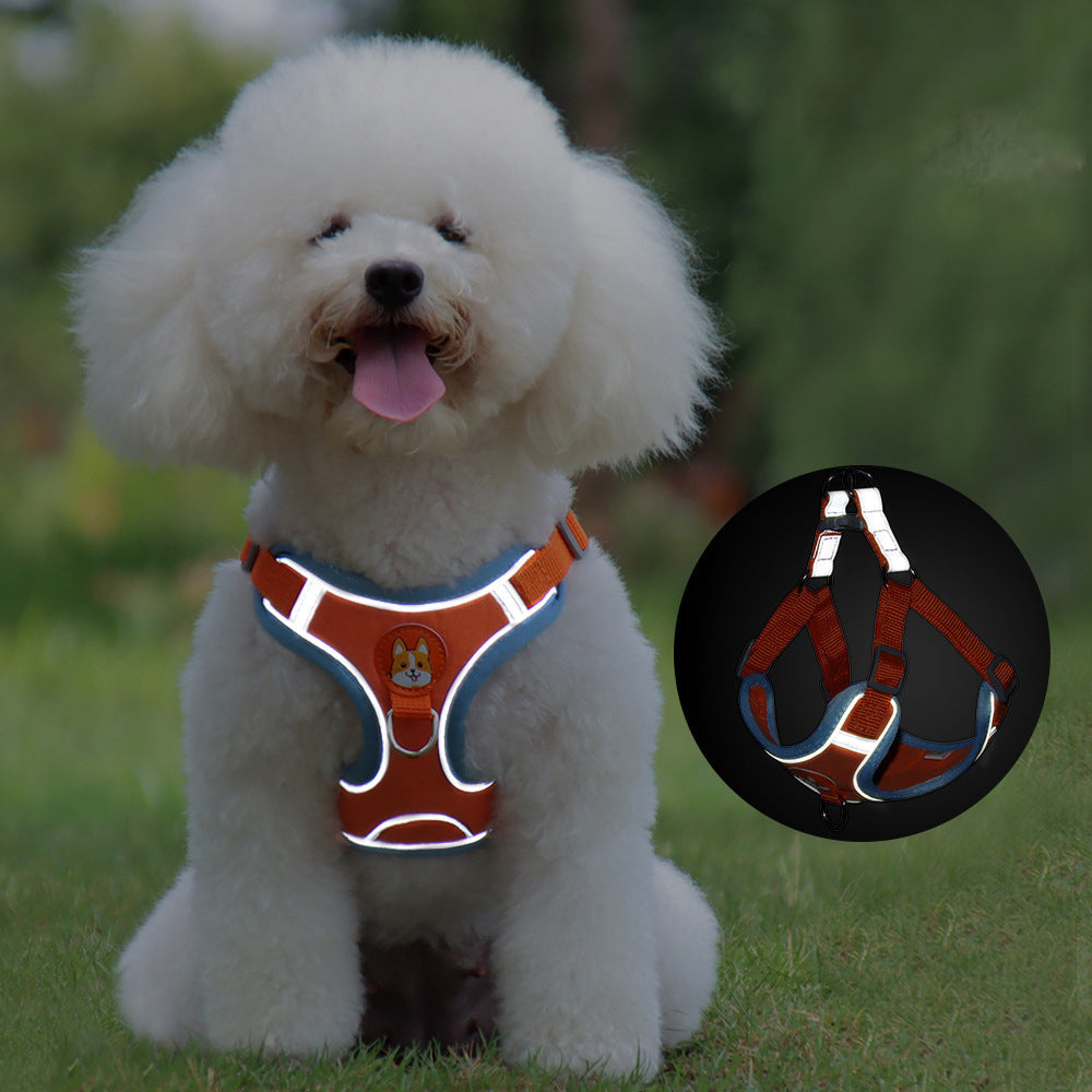 Dog Leash and Harness Set Adjustable Puppy Cat Harness Vest Reflective