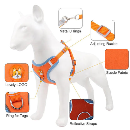 Dog Leash and Harness Set Adjustable Puppy Cat Harness Vest Reflective