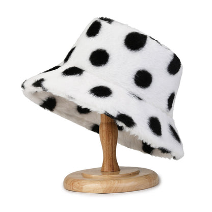 Wave Dot Printed Rabbit Hair Fisherman's Hat Female