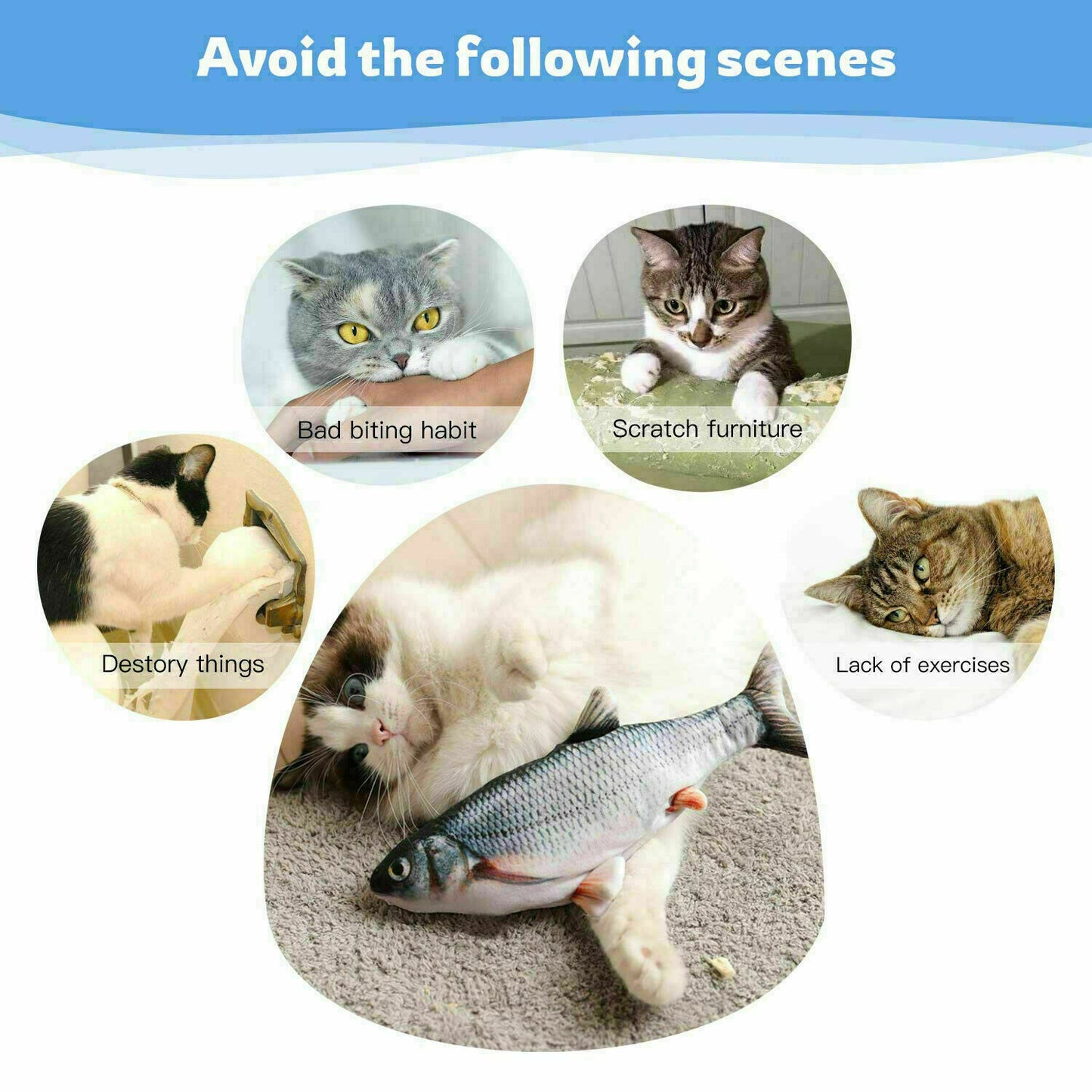 Electric Fish Cat Toy Realistic Interactive Kicker Jumping Dancing Kitten Toys