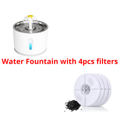 Automatic Pet Water Fountain with LED Lighting USB Dogs Cats Drinker Feeder Bowl