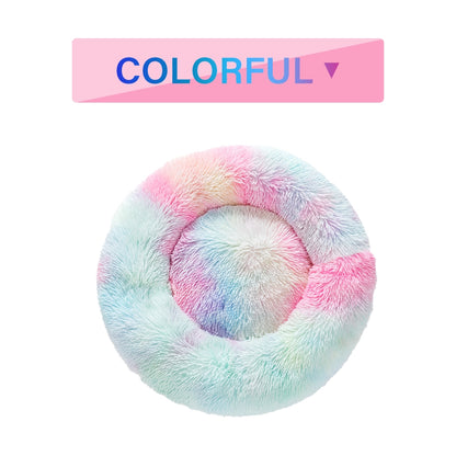 Fluffy Donut Dog Bed Warm Soft Long Plush Pet Cushion Washable Pet Sofa Mat