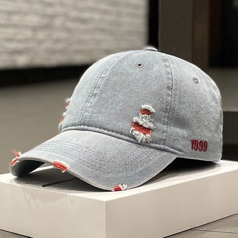 Women's Fashion Versatile Denim Old Broken Baseball Hat