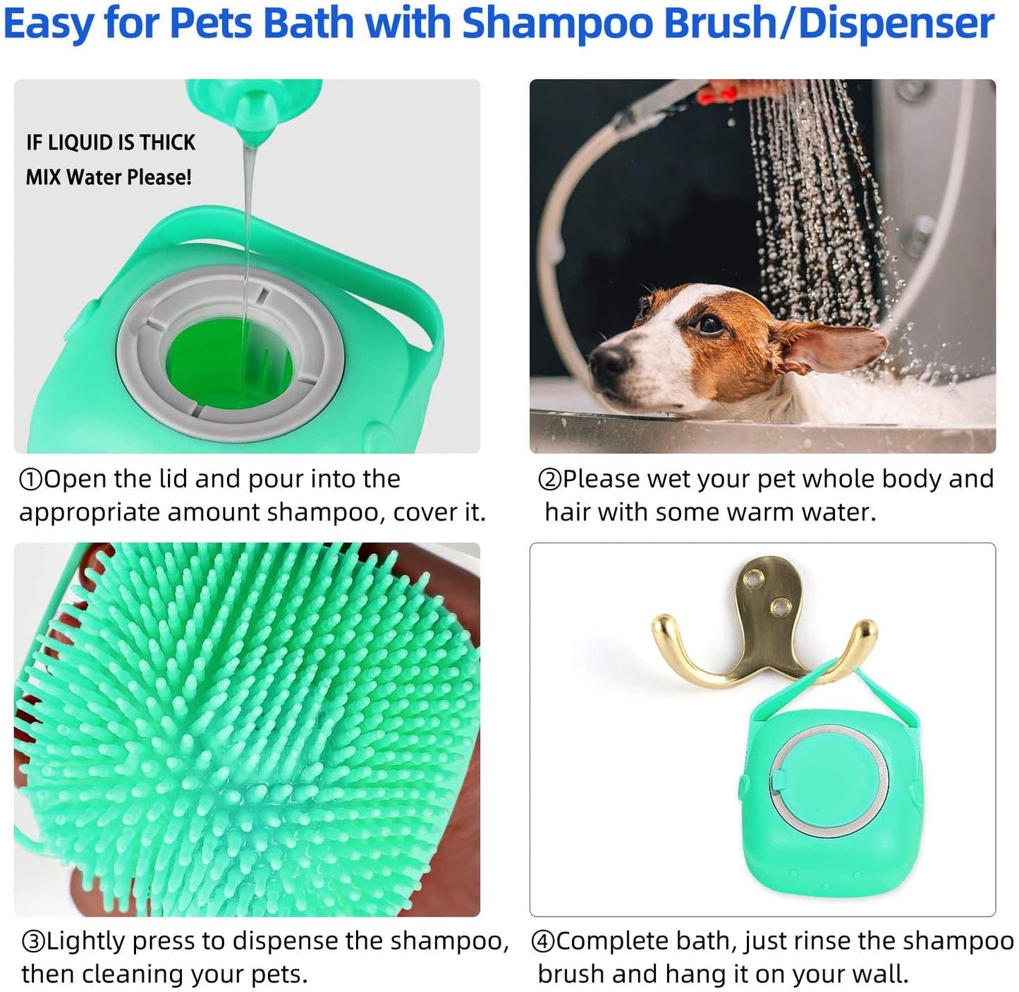 Pet Cat and Dog Shampoo Massager Brush Comb Shower Brush for Bathing