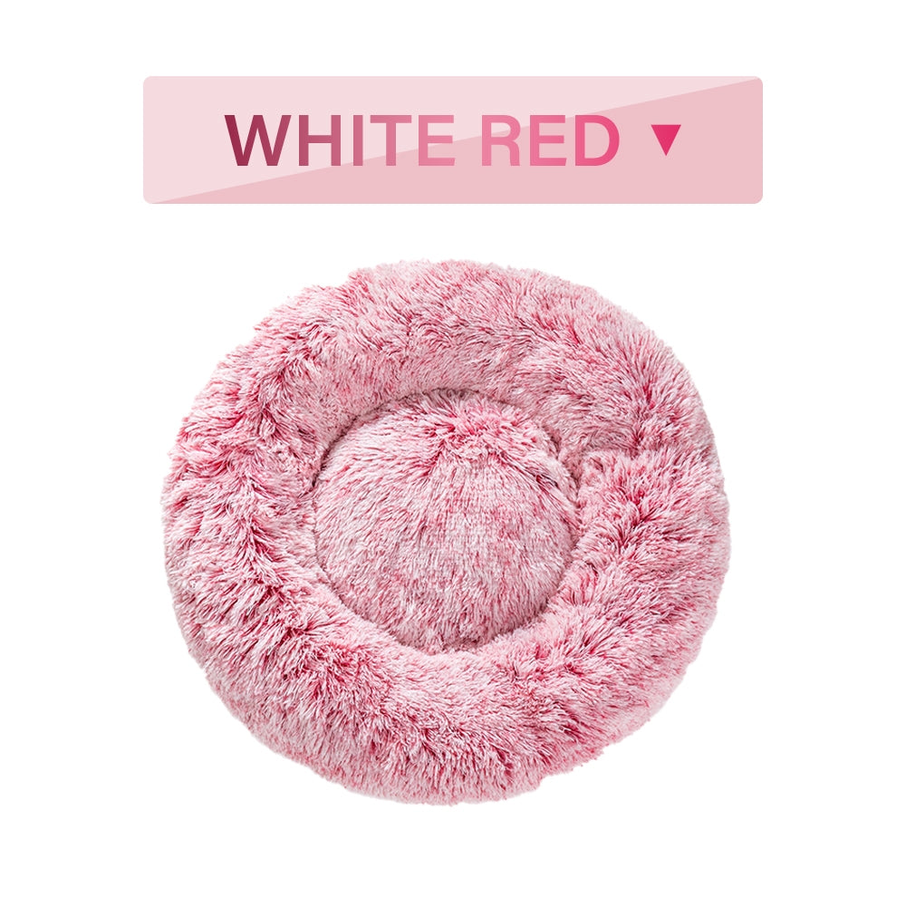 Fluffy Donut Dog Bed Warm Soft Long Plush Pet Cushion Washable Pet Sofa Mat