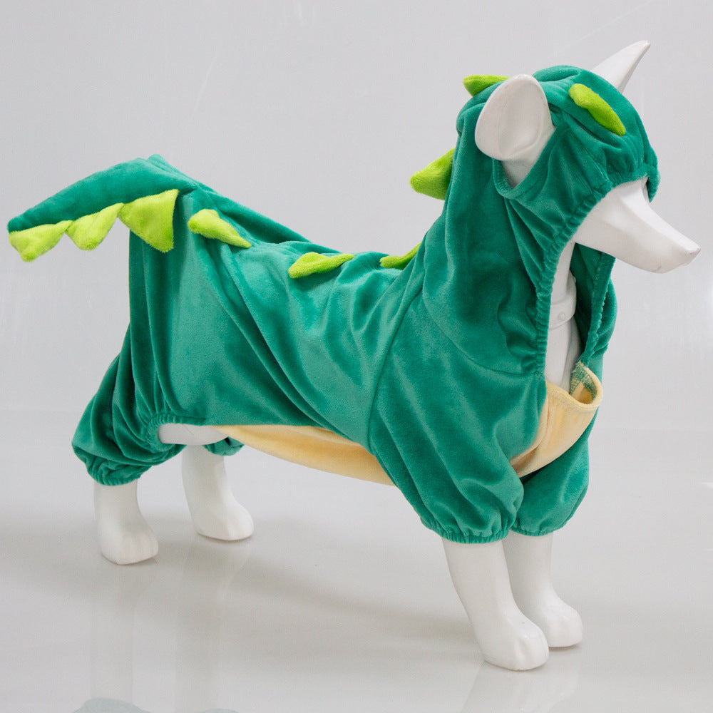 Halloween Dog Clothes Stretch Dinosaur Transformation Costume