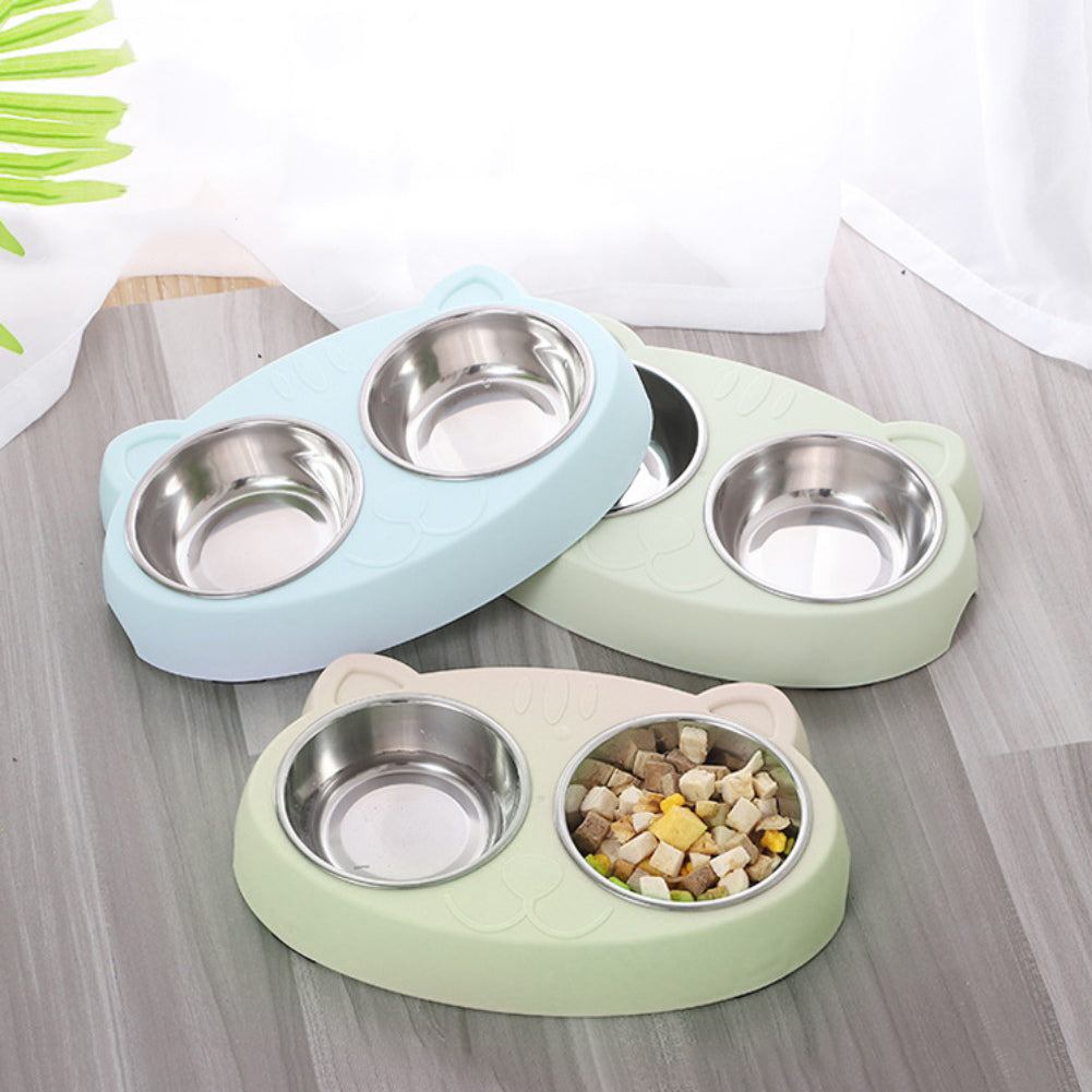 Double Stainless Steel Dog Feeding Bowls