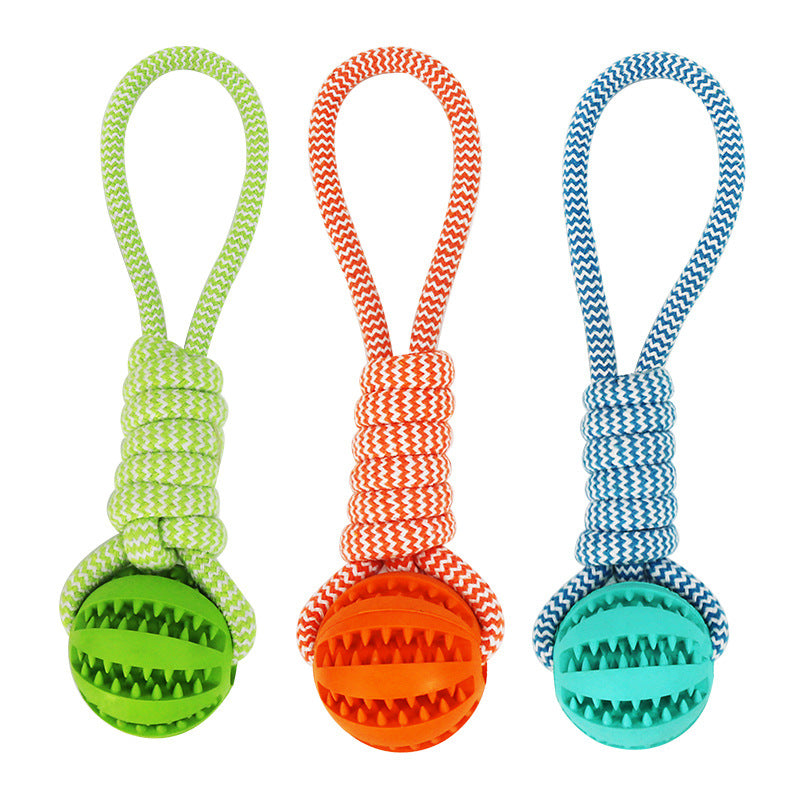 Dog Toys Treat Balls Interactive Rope Rubber Balls for Small Dogs Chewing Bite Resistant