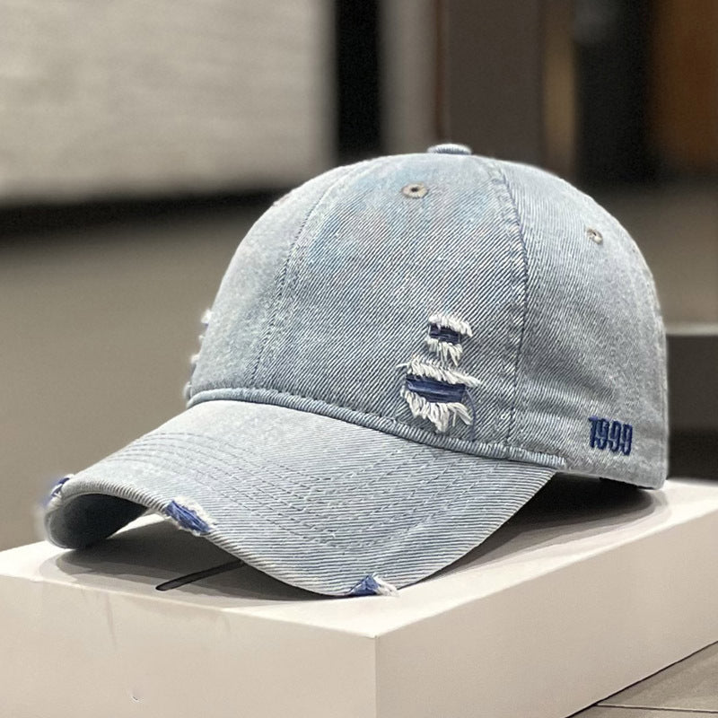 Women's Fashion Versatile Denim Old Broken Baseball Hat