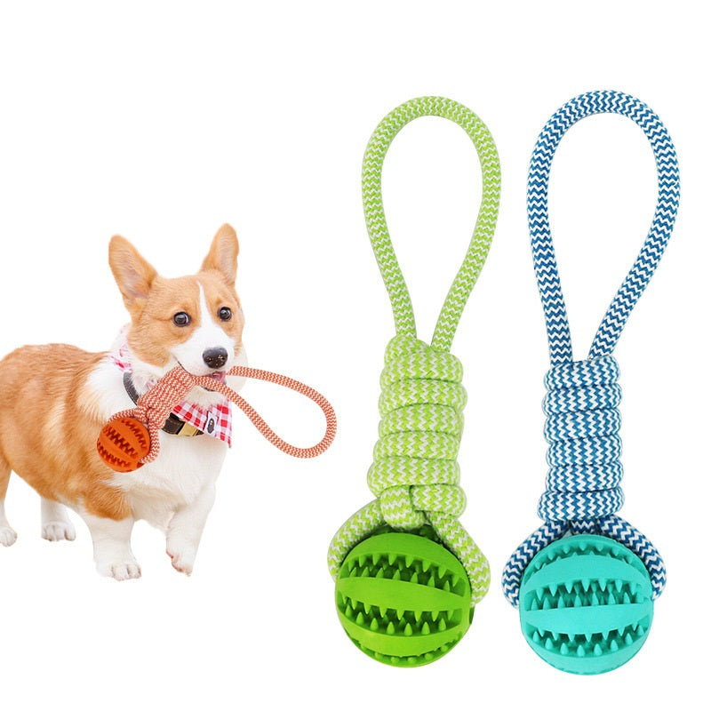 Dog Toys Treat Balls Interactive Rope Rubber Balls for Small Dogs Chewing Bite Resistant