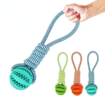 Dog Toys Treat Balls Interactive Rope Rubber Balls for Small Dogs Chewing Bite Resistant