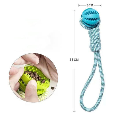 Dog Toys Treat Balls Interactive Rope Rubber Balls for Small Dogs Chewing Bite Resistant